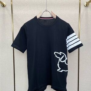 Thom Browne Black Knit Top with Tricolor Neck Tab